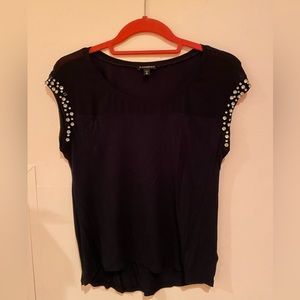 Express Black short sleeve top with rhinestones